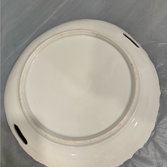 Antique Hand Painted Floral Porcelain Serving Tray w Handles | Gold Gilt - Picture 5 of 6